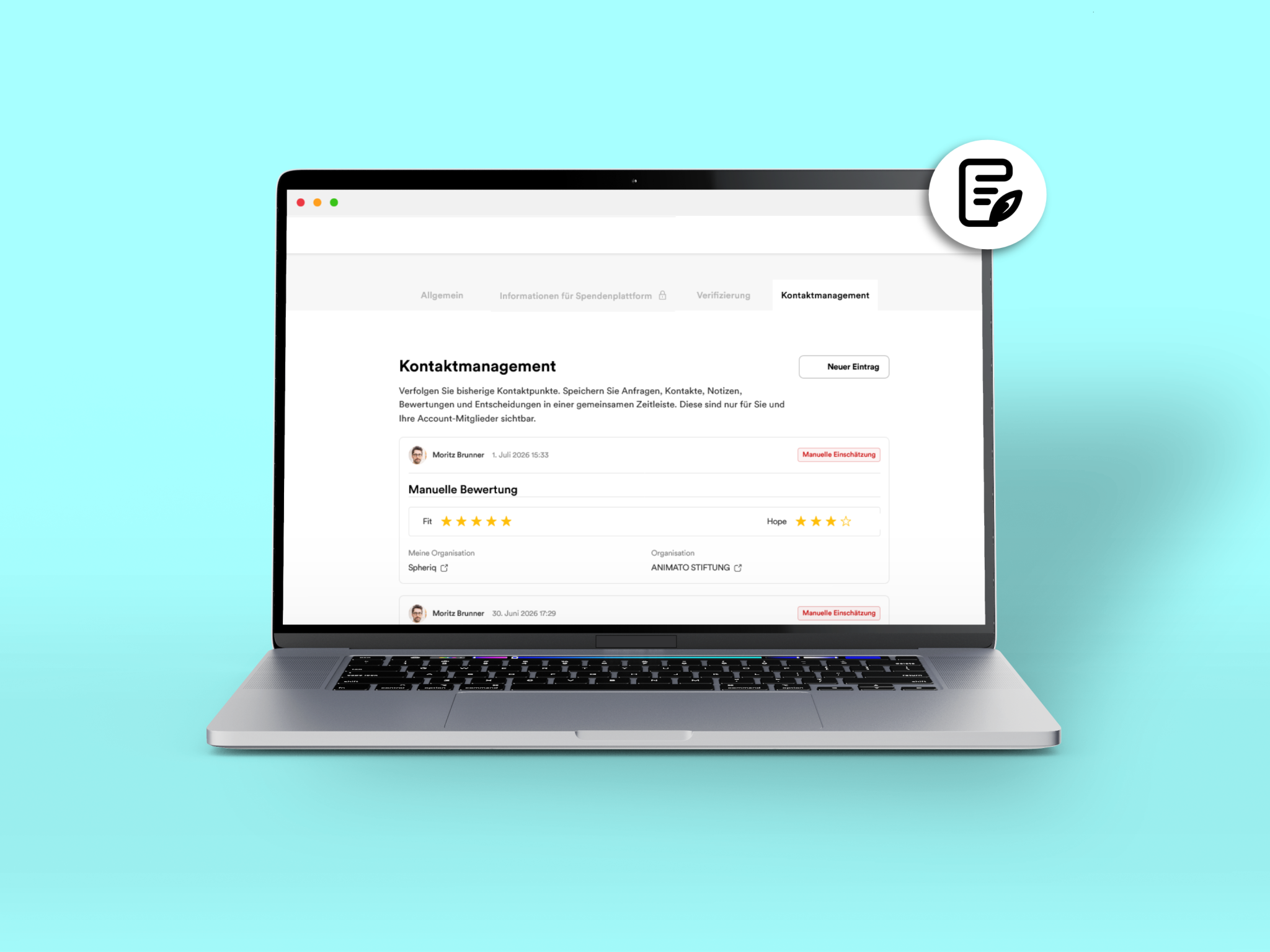 Kontaktmanagement in Spheriq